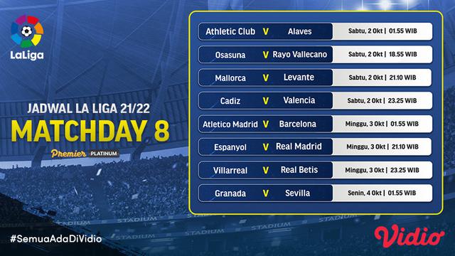 Jadwal Dan Live Streaming Liga Spanyol 21 22 Machtday 8 Di Vidio 2 4 Oktober 21 Spanyol Bola Com