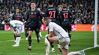 Manchester City berhasil meraih kemenangan 3-1 atas Copenhagen pada laga leg pertama 16 besar Liga Champions di Parken Stadium, Copenhagen, Rabu (14/2/2024) dini hari WIB. (AFP/Jonathan NACKSTRAND)