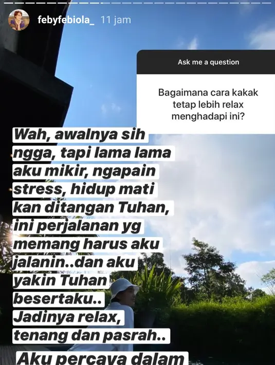 Unggahan Feby Febiola. (Foto: Instagram @febyfebiola_)