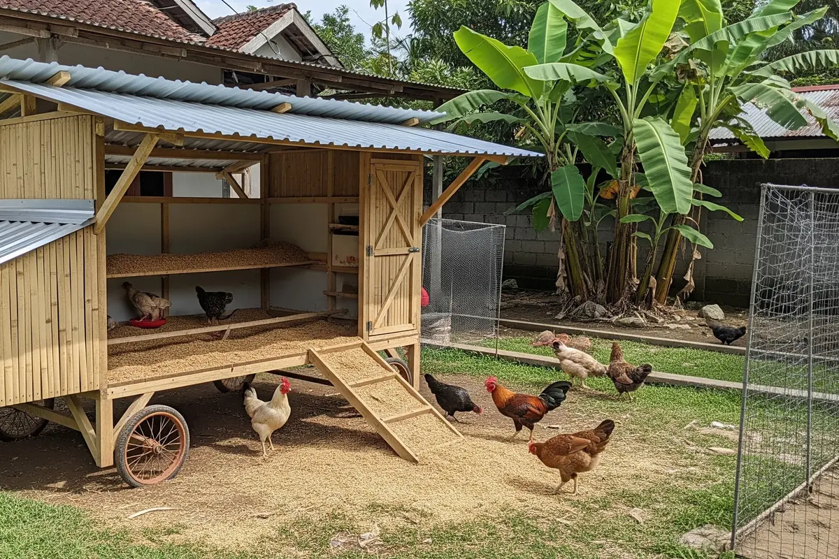 Desain Kandang Ayam Beroda yang Membantu Mengurangi Bau Menyengat/Gemini AI
