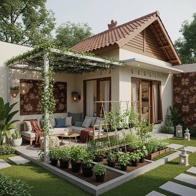 Model Sudut Belakang Rumah Kecil untuk Kebun Mini dan Tempat Santai Keluarga