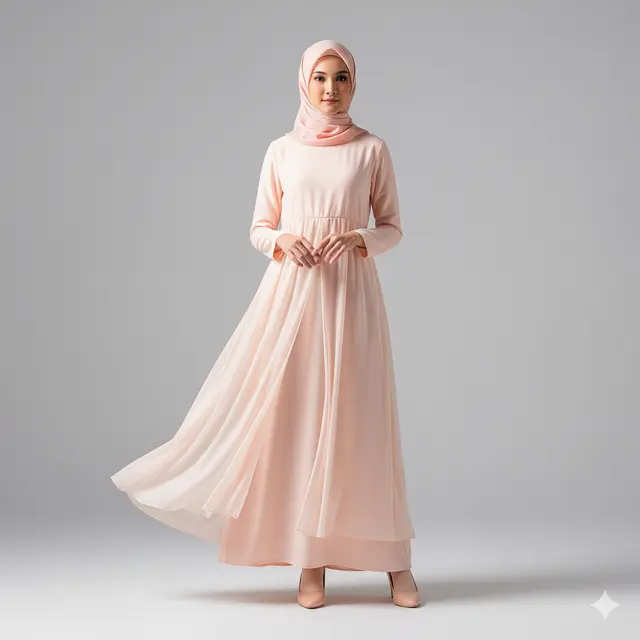 Inspirasi Long Dress Muslim Kombinasi Warna Pastel Kekinian. Gemini