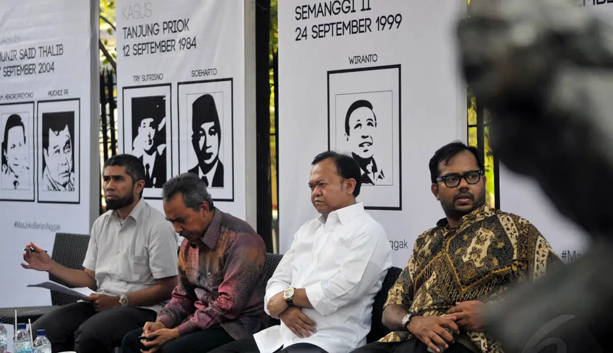 Sekjen Partai Nasdem Patrice Rio Capella yang hadir dalam acara tersebut menjamin menteri yang dipilih Jokowi nanti akan bebas dari masalah HAM, Jakarta, (11/9/14).(Liputan6.com/Johan Tallo) 