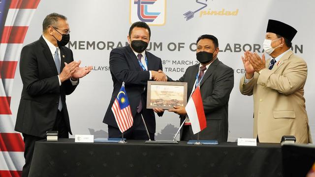 Menteri Pertahanan RI, Prabowo Subianto; di Trilateral Defence Ministerial Meeting (TDMM) Indomalphi (Indonesia, Malaysia dan Filipina), Kuala Lumpur pada 28 Maret 2022. (KBRI Kuala Lumpur)