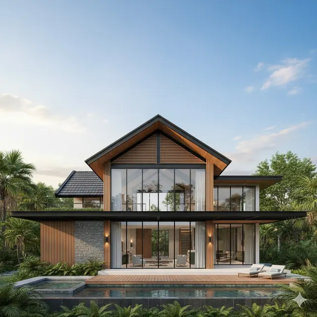 Rumah Sederhana Atap Baja Ringan tapi Mewah dengan Gaya Modern (Foto: Gemini AI)