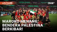 Kemenangan Maroko atas Spanyol di babak 16 besar Piala Dunia 2022 dirayakan gempita para pemainnya. Di tengah selebrasi, bendera Palestina di bentangkan di lapangan.