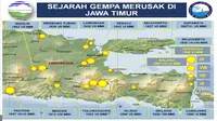 Catatan Stasiuan Geofisika Karangkates Malang, tentang riwayat bencana gempa bumi yang merusak di berbagai daerah di Jawa Timur (Liputan6.com/Zainul Arifin)