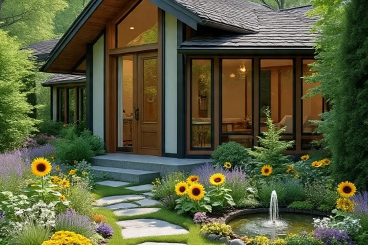 Ilustrasi Desain Rumah Tropis (Sumber Gambar: Meta AI)