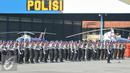 Barisan pasukan kepolisian saat upacara HUT Pol Airud ke-65 di Ditpoludara, Pondok Cabe, Tangerang Selatan, Selasa (1/12). (Liputan6.com/Yoppy Renato)