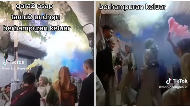 Viral Bridesmaid Nyalakan Bom Asap di Acara Pernikahan, Tamu Berhamburan Keluar