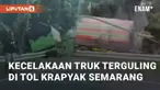 Beredar video viral terkait peristiwa kecelakaan yang melibatkan truk. Kecelakaan ini terjadi di jalan Tol Krapyak, Semarang. Senin (3/6/2024)