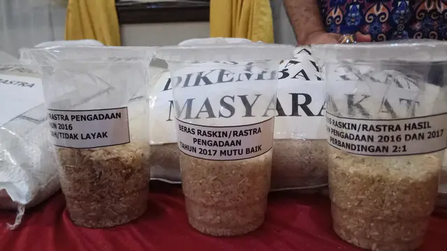 Sampel beras yang disita Satgas Pangan Polda Sumsel (Liputan6.com / Nefri Inge)