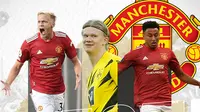 Donny Van de Beek, Erling Haaland dan Jesse Lingard. (Bola.com/Dody Iryawan)