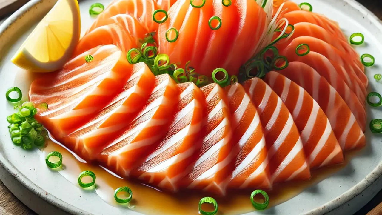 Salmon Sashimi dengan Saus Ponzu