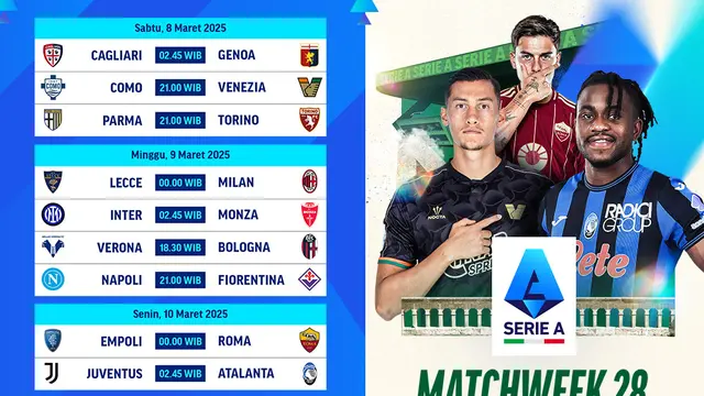 Jadwal dan Link Siaran Langsung Serie A 2024/25 Matchweek 28 di Vidio