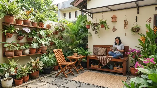 Desain area belakang rumah kecil agar multifungsi model taman mini dan tempat bersantai