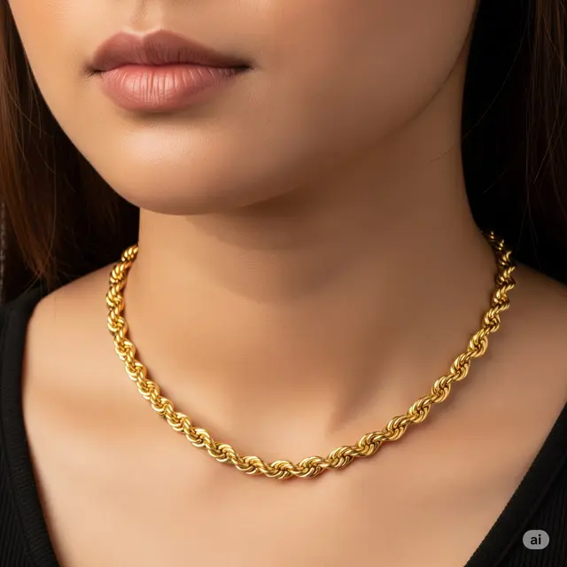 Model Kalung Emas yang Tidak Mudah Putus Rantai Tali Tambang 22K. Foto: Gemini