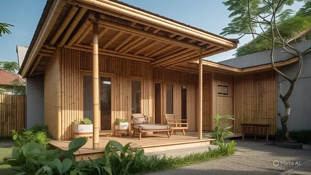 Desain Rumah Bambu Modern Bergaya Islami