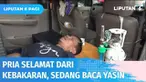 Kebakaran melanda rumah warga di Surabaya. Sang pemilik rumah yang diketahui seorang pria berkebutuhan khusus sempat terjebak di dalamnya. Petugas Damkar akhirnya berhasil mengevakuasi korban. Korban selamat dalam kondisi sedang membaca Yasin.