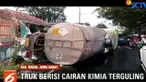 Akibatnya seluruh cairan kimia tumpah dan sempat mengenai sopir dan seorang warga yang melintas.