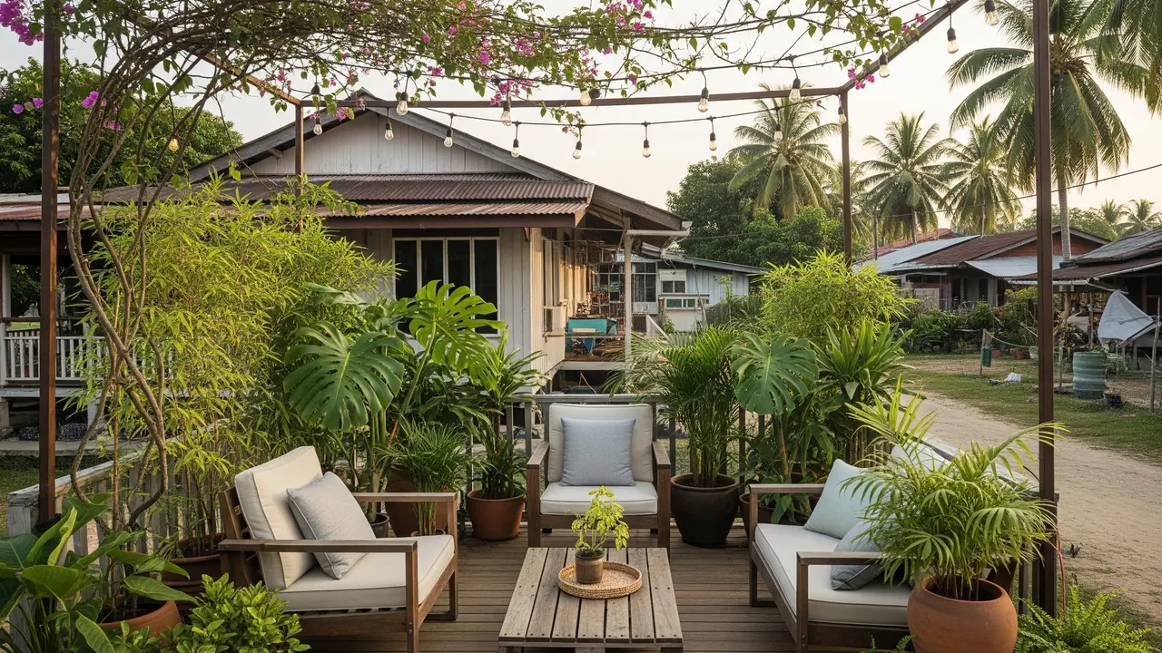 Desain Teras Rumah Kampung Tanpa Pagar (Gemini AI)