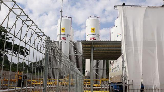 Pembangkit Listrik Tenaga Gas (PLTG) Sambera berkapasitas 2x20 Mega Watt (MW). (Agustina Melani/Liputan6.com)