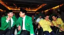 Suryadharma Ali (kiri), Djan Faridz (kedua dari kiri), Akbar Tandjung, Fadel Muhammad (kanan) tampak hadir di acara Mukernas I, Jakarta, Rabu (10/12/2014). (Liputan6.com/Johan Tallo)
