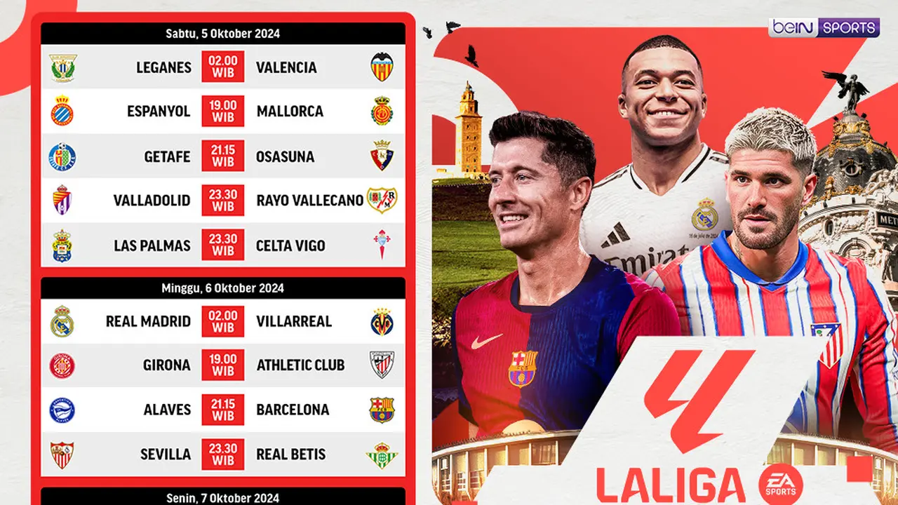 Jadwal La Liga 2024/25 Matchweek 9 di Vidio Pekan Ini