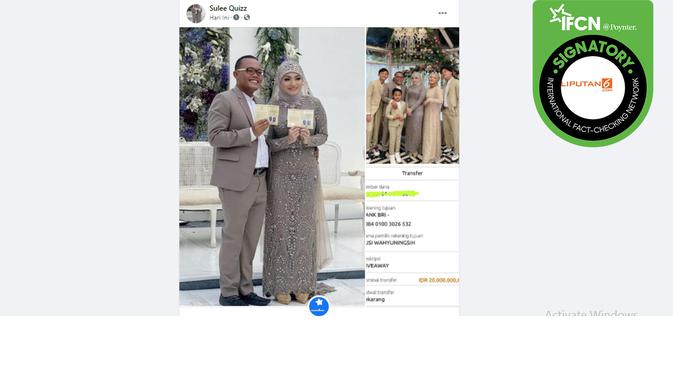 Hoaks Sule bikin kuis di Facebook