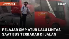 Aksi seorang pelajar SMP atur lalu lintas saat ada Bus terbakar di jalan mengundang perhatian