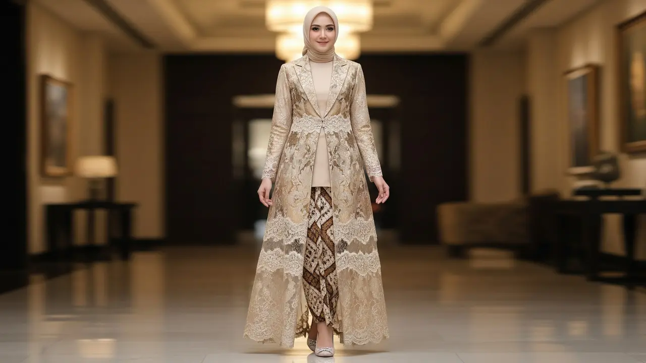 Model Gamis Brokat Blazer Panjang