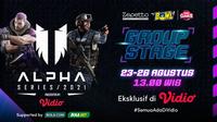 Jadwal dan Link Streaming Pertandingan Grup Stage Alpha Series Point Blank Pekan Ini di Vidio. (Sumber : dok. vidio.com)