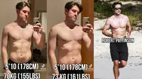 Potret transformasi pria dibalik akun @stephengfitness saat jalani olahraga ala Robert Pattinson untuk film The Batman. (Sumber: TikTok @stephengfitness)