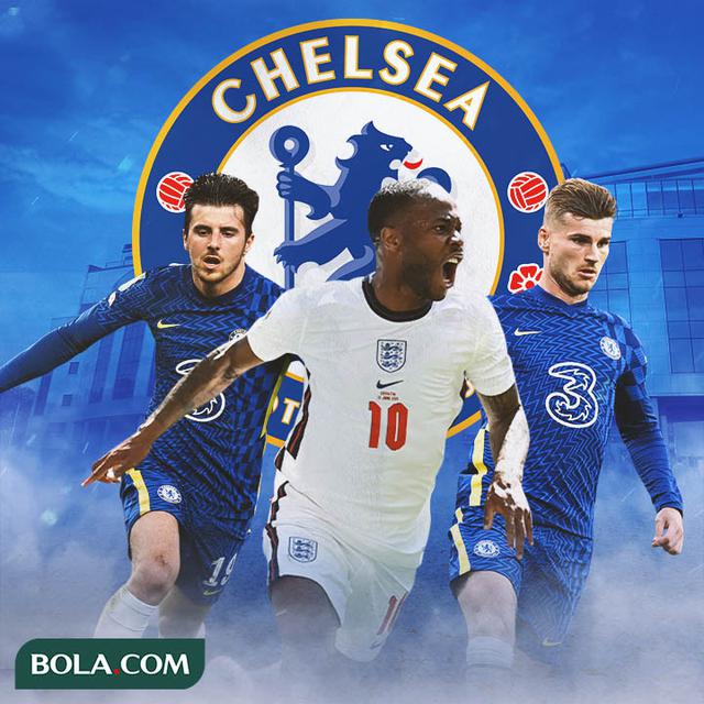 Chelsea - Raheem Sterling dikelilingi Ben Chilwell dan Timo Werner