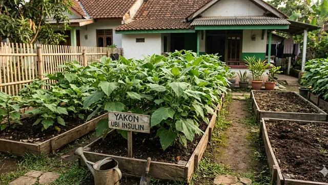 Ide Kebun Umbi Yakon di Pekarangan Rumah; Kebun Yakon dengan Bedengan Organik