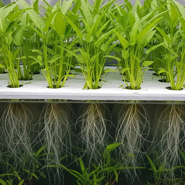 Tanaman Kangkung dengan Deep Water Culture (DWC) atau Rakit Apung