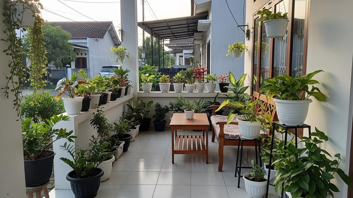 Cara Membuat Teras Rumah Lebih Sejuk dengan Kebun Pot Minimalis, Cocok Hunian Perumahan
