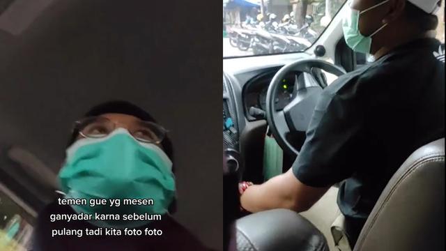 Seorang murid naik Go-Car yang dikendarai oleh gurunya sendiri.