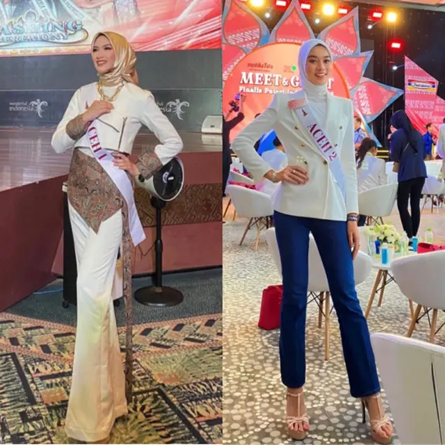 Adu Gaya Dua Wakil Aceh di Ajang Puteri Indonesia 2023 kenakan hijab, credit: Instagram @sasaramadhanty/@inssyira