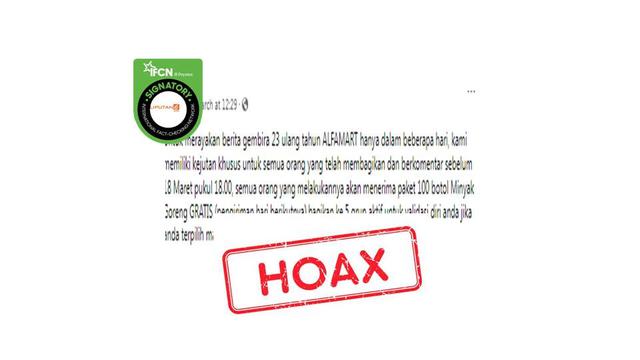 Cek Fakta Alfamart bagikan 100 botol minyak goreng gratis