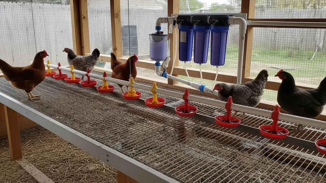 Model Kandang Ayam dengan Sistem Minum Bersih Tanpa Kotoran/Gemini AI