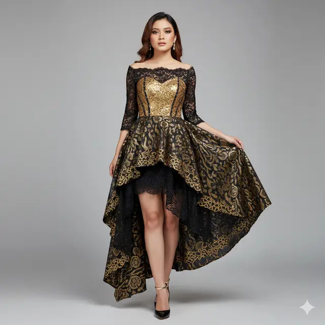 Model Dress Batik Brokat Warna Gelap Pilihan untuk Acara Formal. Gemini