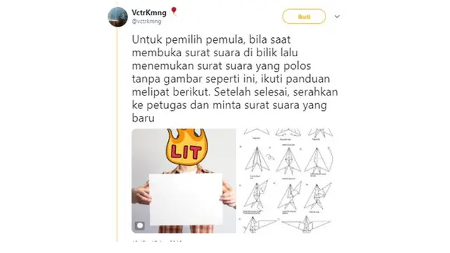Meme Surat Suara(Sumber: Twitter/vctrkmng)