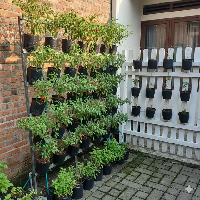 Model Kebun Cabai Rawit Sistem Vertikal