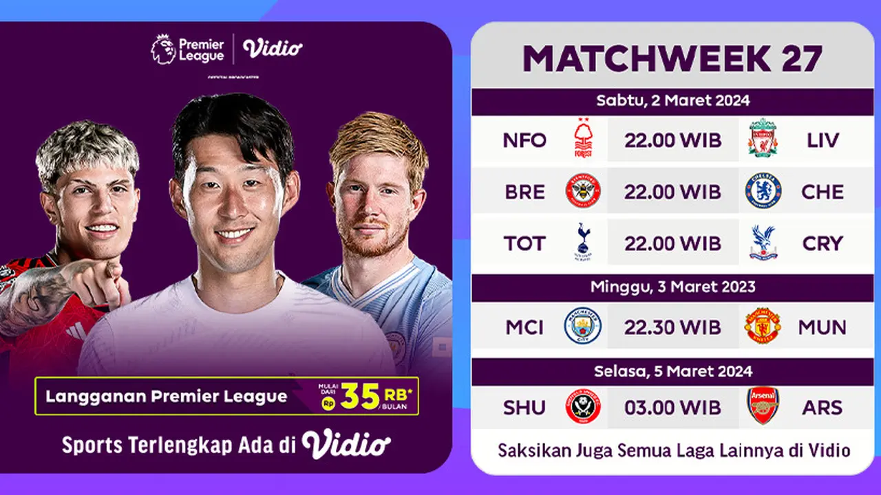 Jadwal Liga Inggris 2023/24 pekan 27