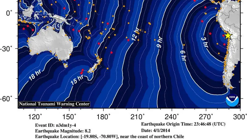 Tsunami Chile Diperkirakan Sampai Indonesia Besok Pagi