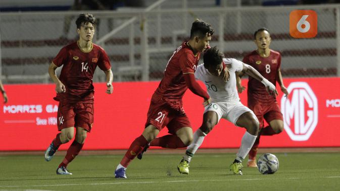 Timnas Indonesia U-22 kalah 1-2 dari Vietnam pada laga lanjutan Grup B SEA Games 2019 di Stadion Rizal Memorial, Manila, Minggu (1/12/2019). (Bola.com/Muhammad Iqbal Ichsan)