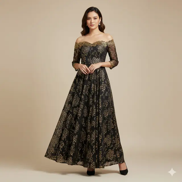 Model Dress Batik Brokat Warna Gelap Pilihan untuk Acara Formal. Gemini