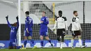 Leicester pun berhasil membuka keunggulan pada menit ke-17 melalui gol Kelechi Iheanacho. (Glyn Kirk/Pool via AP)