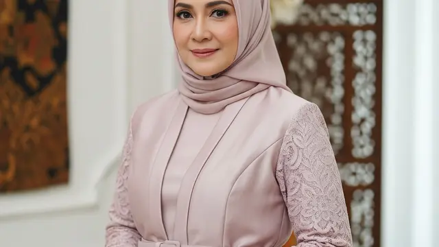 Model Gamis Blazer Brokat Mewah tapi Sederhana untuk Wanita 45 Tahun